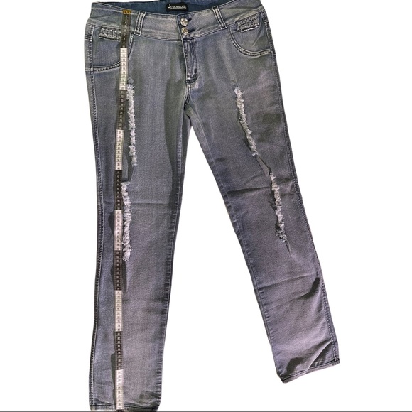 Distressed vintage ripped Jeans with rhinestones, only used once size13 - Picture 3 of 7